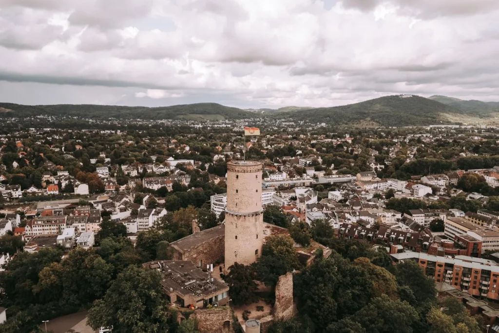 Luftaufnahme der Godesburg in Bad Godesberg als Hochzeitslocation in Bonn