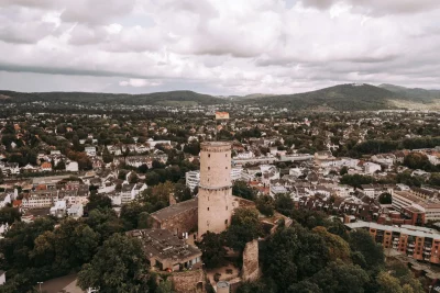 Luftaufnahme der Godesburg in Bad Godesberg als Hochzeitslocation in Bonn